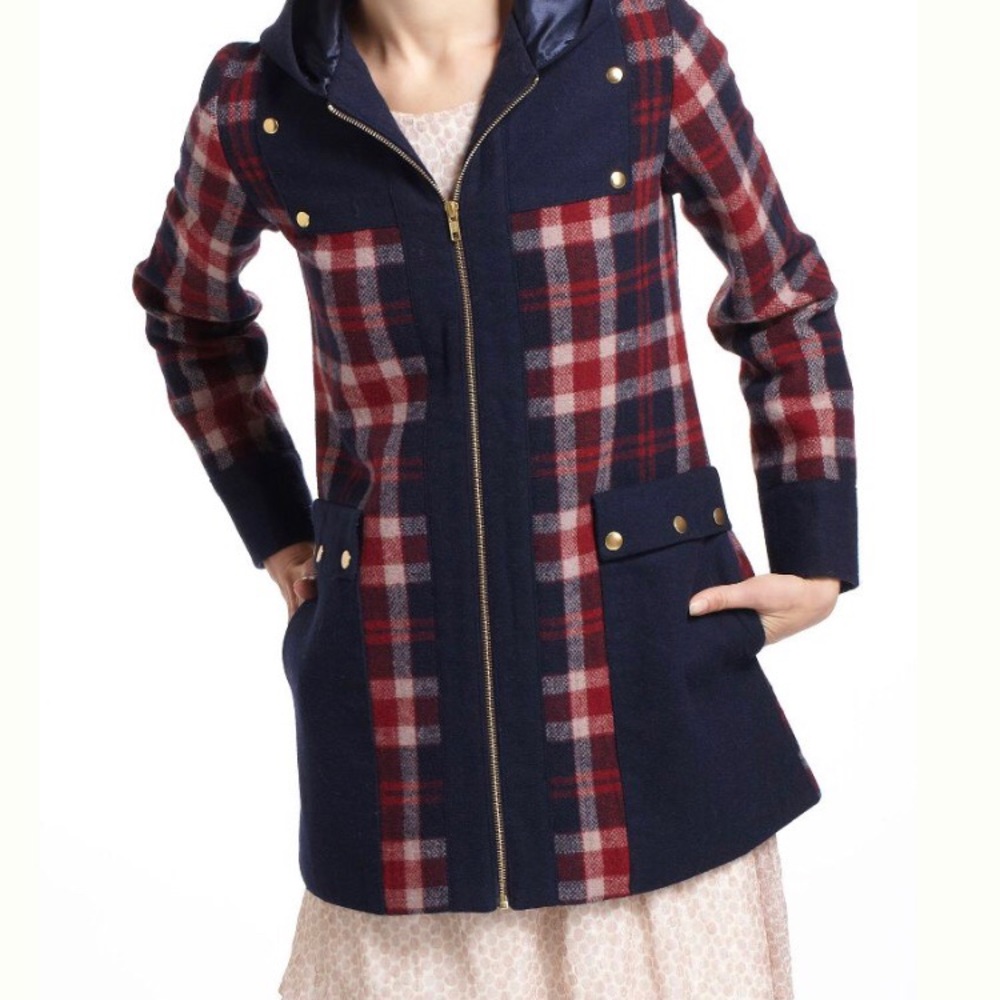 Madchen Riveted Plaid Coat